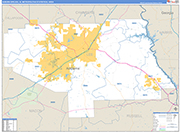 Auburn-Opelika Metro Area Wall Map Basic Style